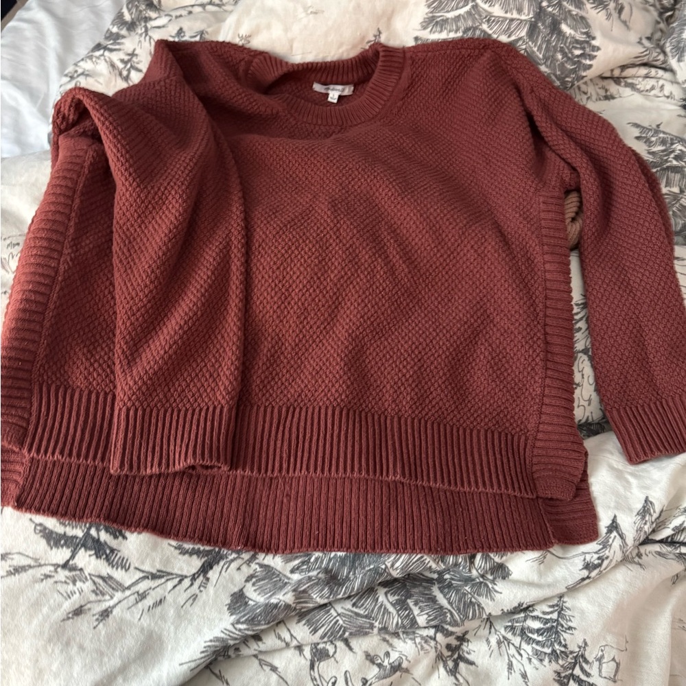 Madewell• dark orange waffle knit sweater women’s size l